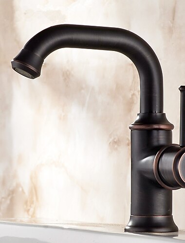 miscelatore per lavabo da bagno vintage montato sul ponte, girevole a 360 gradi girevole monocomando rubinetti per lavabo monoblocco monoforo con tubo dell'acqua calda e fredda sfera in ottone anticato