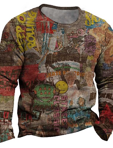  Men\'s Unisex Sweatshirt Pullover Graphic Prints Graffiti Print Daily Sports 3D Print Casual Vintage Hoodies Sweatshirts  Coffee