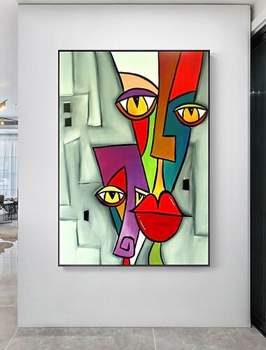 Hang festett olajfestmény Kézzel festett Függőleges Absztrakt Emberek Klasszikus Modern Anélkül, belső keret