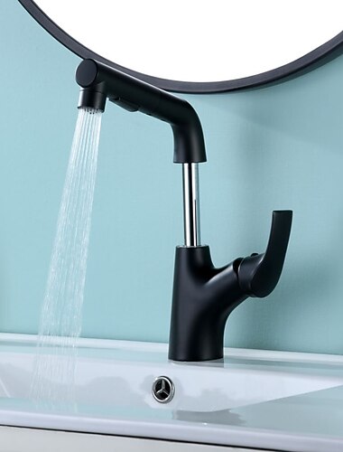 صنبور حوض الحمام - قابل للدوران / سحب الكروم / مطلي بالكهرباء / التشطيبات المطلية مجموعة مركزية بمقبض واحد حنفيات هولباث واحدة