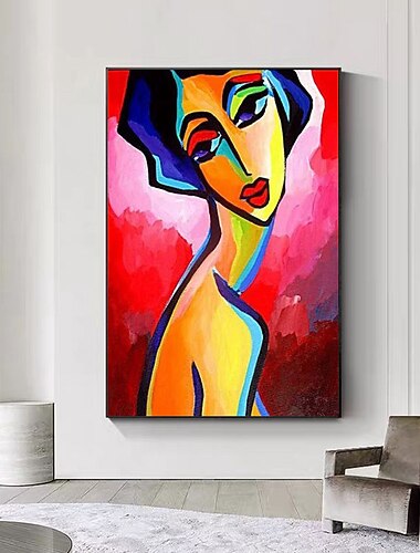 Hang-Dipinto ad olio Dipinta a mano Verticale Astratto Ritratti Classico Moderno Senza telaio interno  (senza cornice)