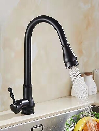 Küchenarmatur mit Sprüher, Messing 2-Funktions-Auslass Einhand-Einloch-galvanisierte ausziehbare Küchenarmaturen