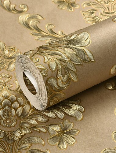 papier peint cool papier peint damassé floral décoration de la maison revêtement mural moderne classique, matériau en tissu non tissé adhésif requis papier peint, revêtement mural de chambre