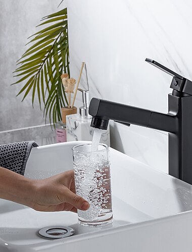 tvättställsblandare i badrummet - utdragbar/utdragbar spray galvaniserad centerset enkelhandtag ett hålbadskranar