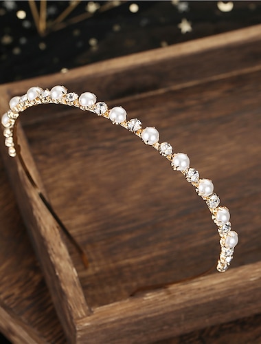  Headbands Headdress Headpiece Alloy Wedding Special Occasion Wedding Bridal With Faux Pearl Imitation Pearl Headpiece Headwear