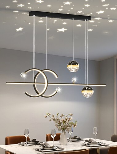 luz pingente de led moderno luxo sala de jantar lâmpada de projeção personalidade criativa céu estrelado bar lustre