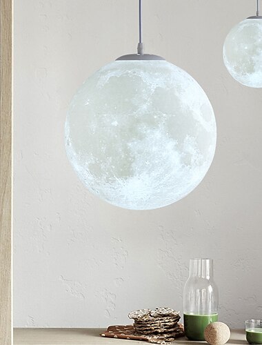30/35 cm 3d stampa lampada a sospensione led globo design luna stile artistico home deco. lampada a sospensione creativa