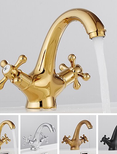  Bathroom Sink Faucet,Classic Electroplated / Painted Finishes Centerset Two Handles One Hole Bath Taps