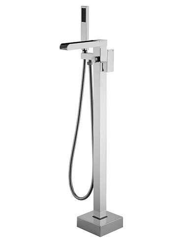 badkarsblandare - minimalistisk elektropläterad fristående mässingsventil badkar duschblandare