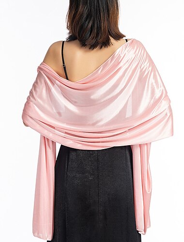  Women\'s Imitation Silk Sheer Scarf Cape Solid Color Long Shawl Wrap for Wedding Party Elegant Sparkle & Shine Bride Bridesmaid Scarf