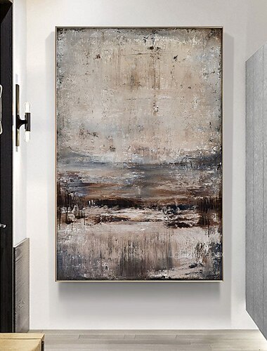 Peinture à l'huile Hang-peint Peint à la main Panoramique horizontal Abstrait Paysage Moderne Toile étirée / Toile roulée / Toile tendue