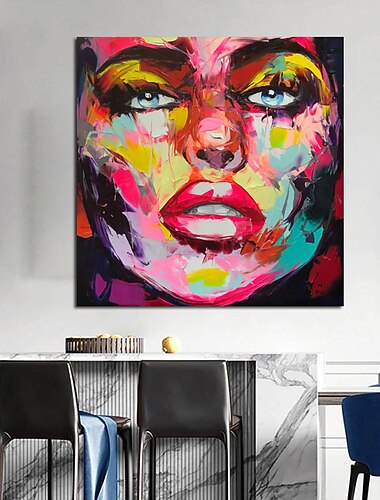 pintura al óleo hecha a mano pintada a mano arte de la pared abstracto moderno francoise nielly cuchillo hermoso retrato femenino cara decoración del hogar lienzo enrollado sin marco sin estirar