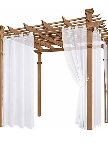 Rideaux semi-transparents imperméables blanc intérieur extérieur pour mariage patio rideau à œillets pour chambre de mariage, salon, porche, pergola, cabanon, 1 panneau