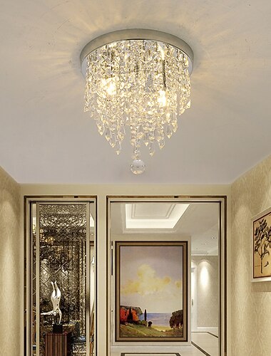 Luz de techo de 30 cm, candelabro de cristal led, luz de pasillo, luz de pasillo de entrada, galvanizada, moderna, 220-240v