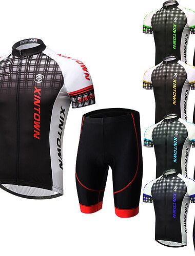  Hombre Maillot de Ciclismo con Culotte Manga Corta MTB Bicicleta Montana Ciclismo Carretera Verano Primavera Otono Azul Azul cielo Blanco + gris Degradado Estampado Bicicleta Filtro Solar Secado