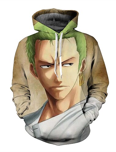 One Piece Monkey D.Rufy Roronoa Zoro Felpa con cappuccio Cartone animato Manga Manga Harajuku Grafica Kawaii Per Da coppia Per uomo Per donna Per adulto Ritorno a scuola Stampa 3D