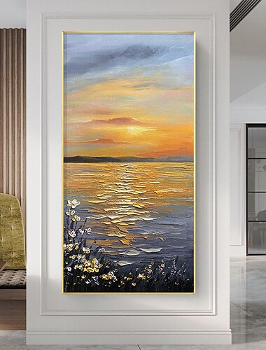 peinture à l'huile faite à la main peinte à la main art mural paysage coucher de soleil abstrait moderne comme cadeau décoration de la maison décor toile roulée sans cadre non étiré