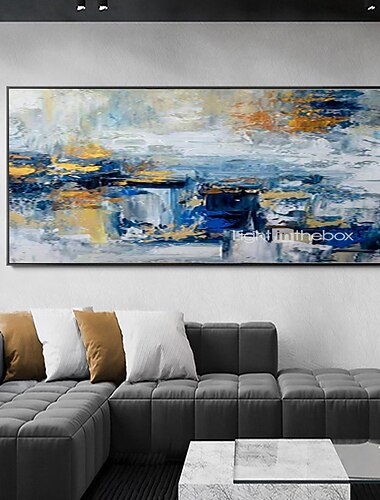 pictură în ulei realizată manual pânză artă decor perete pictură abstractă cuțit peisaj albastru pentru decor interior pictură rulată fără cadru neîntins
