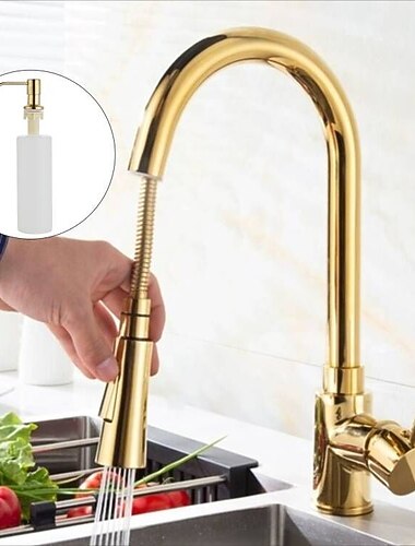 køkkenhane - enkeltgreb et hul galvaniseret udtræks-/nedtrækkeligt centersæt moderne moderne køkkenhaner