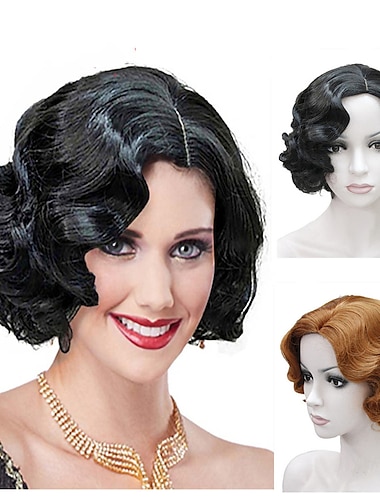  perruque a clapet des annees 1920 coiffures a clapet perruque pour femmes doigt vague style retro courte perruque synthetique cosplay halloween perruque