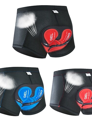  Men\'s Cycling Underwear Shorts Cycling Underwear Bike Shorts Bike Underwear Shorts Mountain Bike MTB Road Bike Cycling Sports Stripes 3D Pad Cycling Breathable Moisture Wicking Black Red Polyester