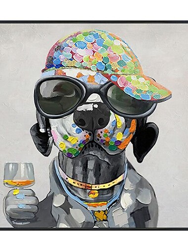 Pintura al óleo pintada a colgar Pintada a mano Cuadrado Abstracto Animales Moderno Sin marco interior  (sin marco)