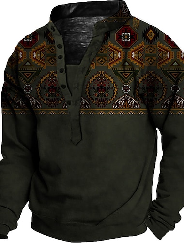  Men\'s Unisex Sweatshirt Pullover Tribal Graphic Prints Print Casual Daily Sports 3D Print Casual Designer Hoodies Sweatshirts  Army Green