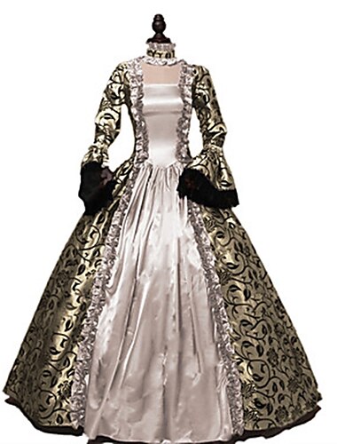  Retro Vintage Rococo Victorian Dress Prom Dress Plus Size Women\'s Color Block Masquerade Party Prom Carnival of Venice Adults Dress