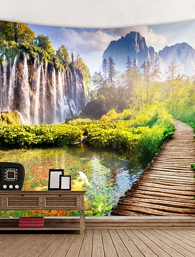 schöne landschaft schloss schiff wandbehang wandteppich art deco decke vorhang hängen hause schlafzimmer wohnzimmer dekor