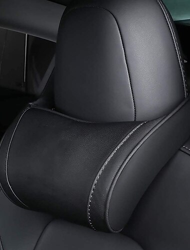 Starfire 1 paquete de cuero genuino colgando asiento de coche almohada soporte para el cuello reposacabezas para tesla 3 s x y modelos negro rojo café colores opcional