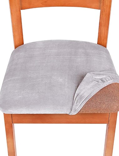  2 fundas de asiento de silla de comedor de terciopelo, funda blanca y negra, funda de cojin de comedor ajustada elastica, protector de muebles extraible y lavable con lazos
