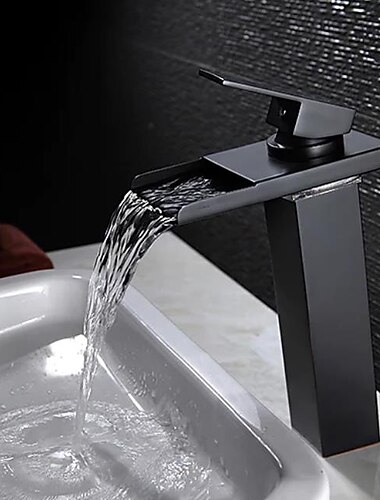 ברז כיור לאמבטיה - מפל כרום מרכזי סט עם ידית אחת ברזים/פליז ברז כיור לאמבטיה - מפל כרום מרכזי סט עם ידית אחת ברזים/פליז