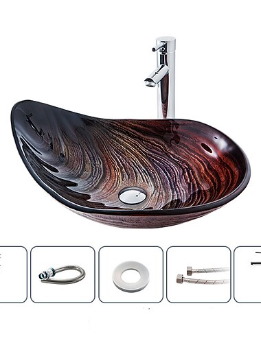  badkamer wastafel rechthoekig 21 "x15", gootsteen mengkraan en afvoercombinatie met pop-up afvoer, bootvorm kleur gehard glas artistieke ijdelheid gootsteen kom, boven aanrecht wasruimte gootsteen kunst wastafel