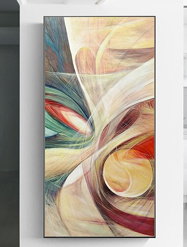 Peinture à l'huile Hang-peint Peint à la main Verticale Abstrait contemporain Moderne Toile roulée (sans cadre)