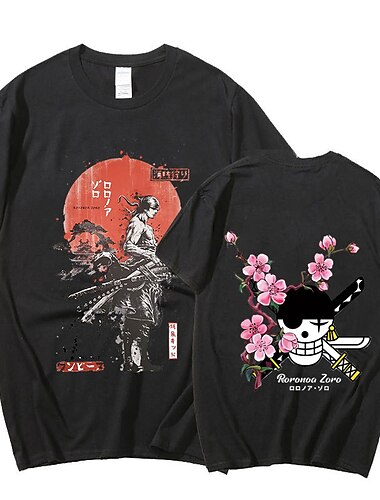 One Piece Roronoa Zoro Maglietta Anime Cartone animato Manga Harajuku Grafica Kawaii Per Da coppia Per uomo Per donna Per adulto Ritorno a scuola Stampa a caldo