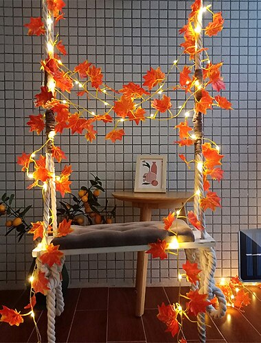 elegante bruiloftsfeest receptie 2m zonne-led lichtsnoer met klimopbladeren - warm wit, 8 standen ip65 waterdichte buiten hanglampen voor tuin, hek, muur, huisdecoratie