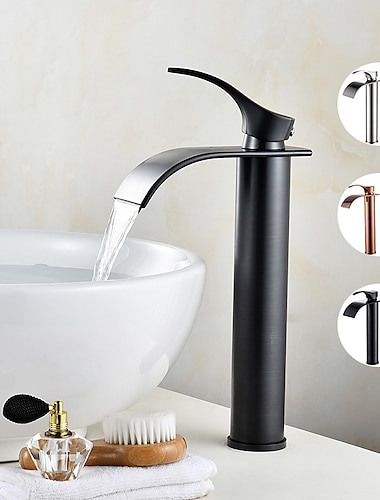  Bathroom Sink Mixer Faucet Tall with Drain, Basin Vessel Tap Ceramic Valve Single Handle Deck Mounted ORB/Rose Gold/Bursh Nickel
