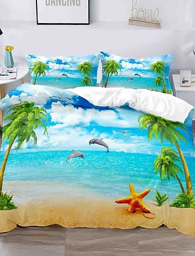 طقم غطاء لحاف مطبوع ثلاثي الأبعاد غطاء لحاف مع 1 غطاء لحاف مطبوع أو غطاء سرير 2 كيس وسادة مزدوج/الملكة/الملك