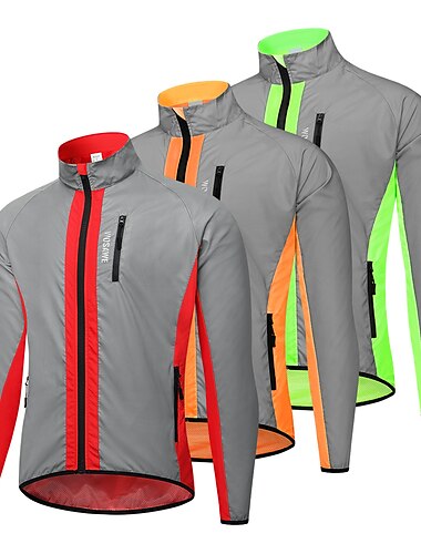  WOSAWE Men\'s Cycling Jacket Windbreaker Rain Jacket Windproof Cycling Breathable Reflective Strips Bike Jacket Tracksuit Mountain Bike MTB Road Bike Cycling City Bike Cycling Silver Green Orange Bike