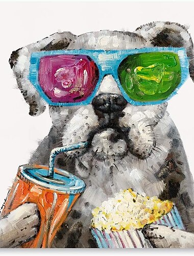 Hang malte oljemaleri Håndmalte Kvadrat Dyr Moderne Inkluder indre ramme