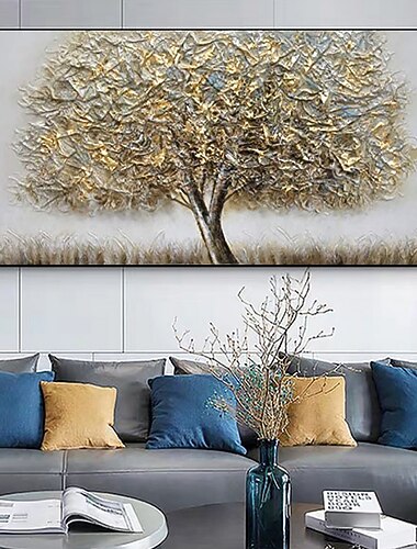 Hang-Ölgemälde Handgemalte Horizontal Blumenmuster / Botanisch Modern Ohne Innenrahmen (ohne Rahmen)