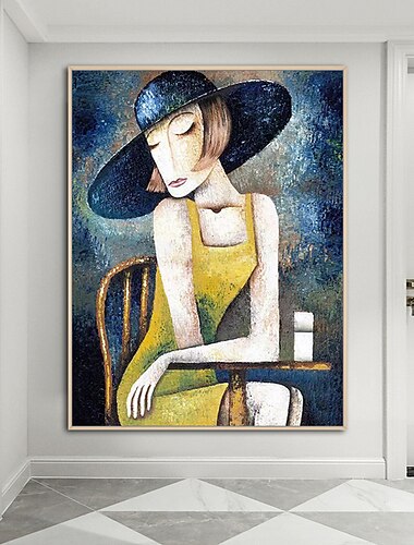 oljemaleri 100% håndlaget håndmalt veggkunst på lerret vertikal abstrakt mennesker moderne moderne til hjemmedekorasjon dekor rullet lerret uten ramme ustrukket