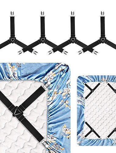 4 st/set sänglakan fästen clips - elastiska lakan hållare remmar, madrassöverdrag gripare, täcken och filt organiserar