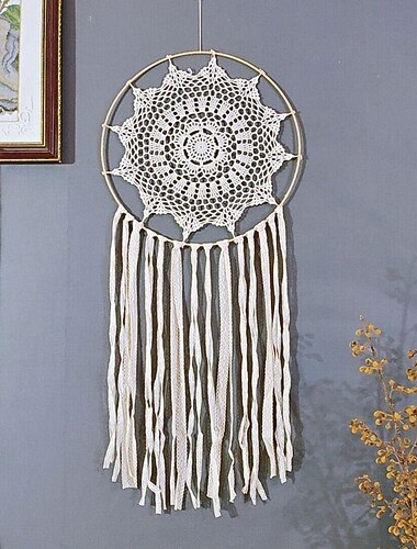 Indien grand attrape-rêves fait à la main cadeau plume crochet fleur vent carillon ornement Tenture murale décor art boho style