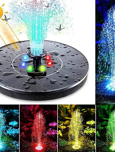  Solar Fountain Pump Lights Pool Pond Waterfall Lights Lights Garden Decoration Outdoor Bird Bath Solar Powered Colorful Fountain Floating