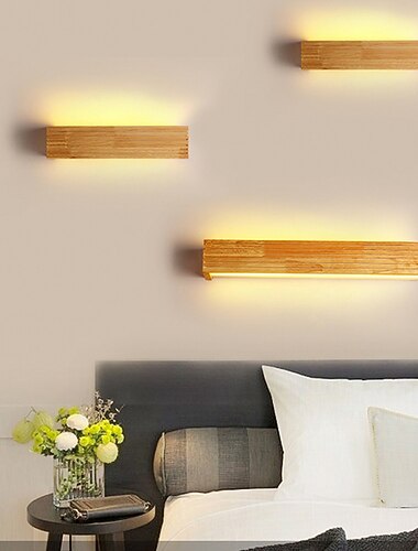 Applique da parete per interni moderna in stile nordico a led in legno soggiorno camera da letto applique da parete 220-240v 8 w