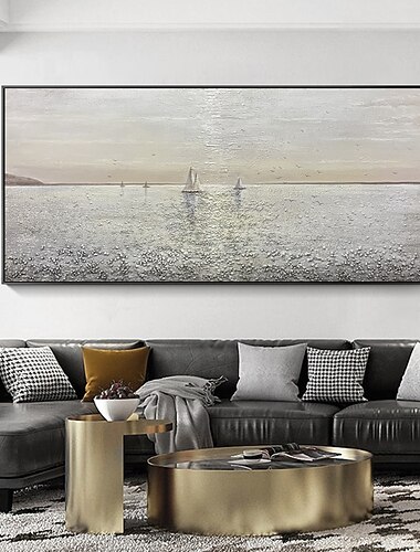 Handmade Hand Painted Oil Painting Sailing Boat On The Sea Canvas Oil Painting Home Decoration Decor Rolled Canvas No Frame Unstretched