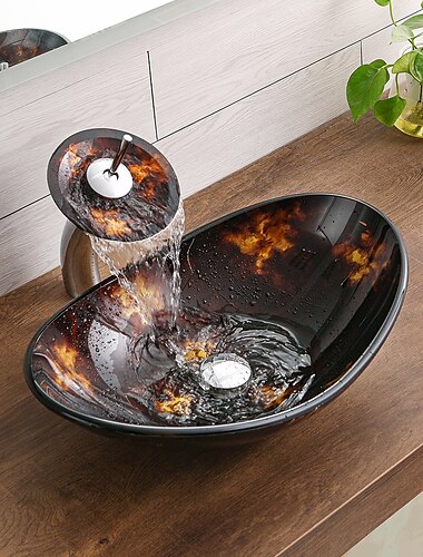 kylpyhuoneastian pesuallas hanan kiinnitysrenkaalla ja ponnahtaa viemäri pyöreä kulho altaanruskea