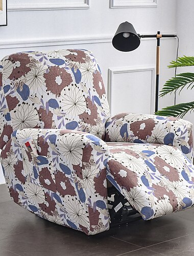Stretch-Bezüge für Relaxsessel, Schonbezug mit Grafikdruck, rutschfester Spannbezug, Sofa-Möbelschutz mit elastischer Unterseite (beinhaltet 1 Rückenlehnenbezug, 1 Sitzbezug, 2 Armlehnenbezüge)
