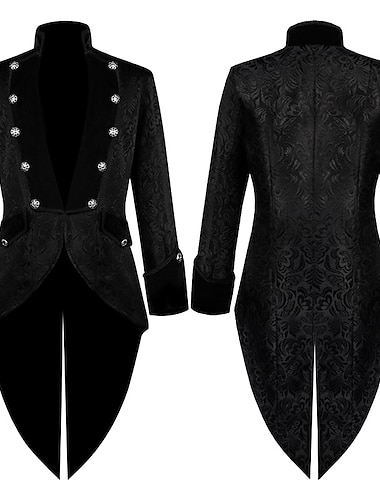Mens Middeleeuwse Steampunk Jas Retro Jas Halloween Carnaval Gothic Kostuum